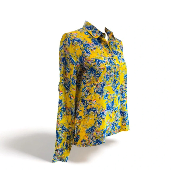 Club Monaco Printed Button Yellow Longsleeve - Picture 3 of 3